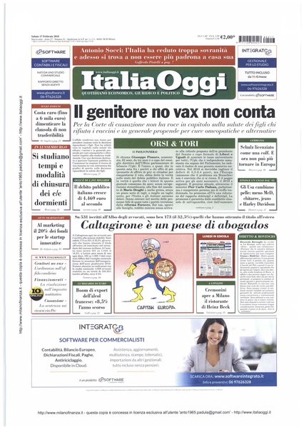 Italia oggi : quotidiano di economia finanza e politica